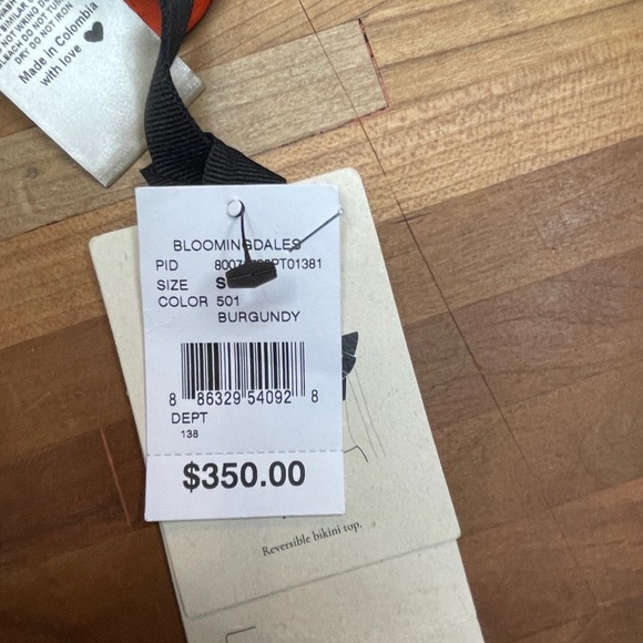 Johanna Ortiz Ayacucho Ruffle Reversible One Shoulder Bikini Top burgundy Small - Picture 7 of 10